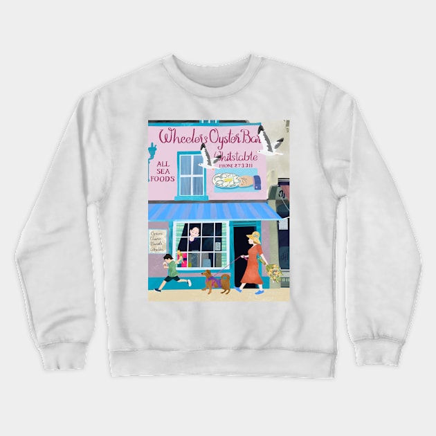 Paper cut art collage Wheeler’s Oyster Bar Whitstable Crewneck Sweatshirt by NattyDesigns